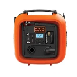 Black+Decker Inflador Compresor 12V 11 Bares 160 PSI con Mango de Goma y Accesorios