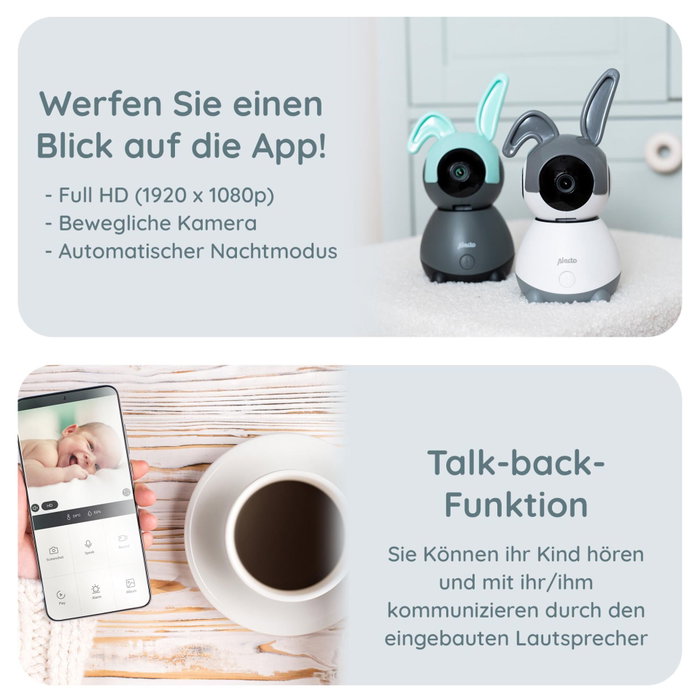 Alecto Monitor de Bebé Wi-Fi con Cámara, Blanco/Gris