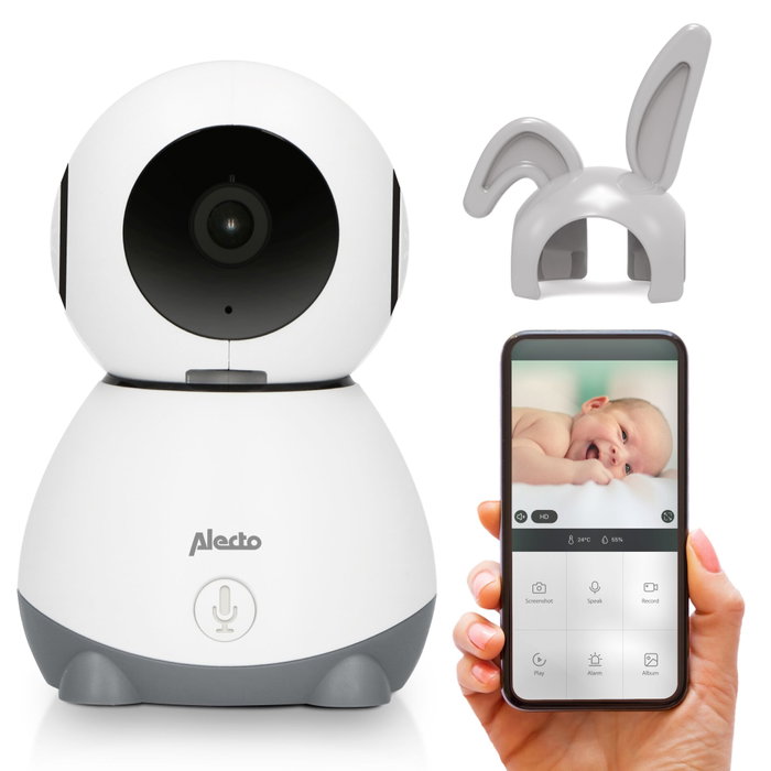 Alecto Monitor de Bebé Wi-Fi con Cámara, Blanco/Gris