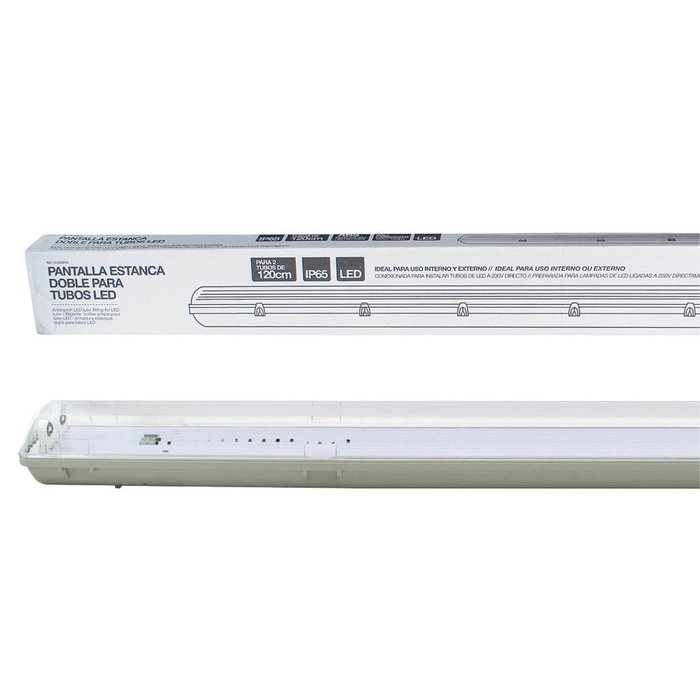 GSC Evolution Pantalla estanca para 2 tubos LED T8 120cm