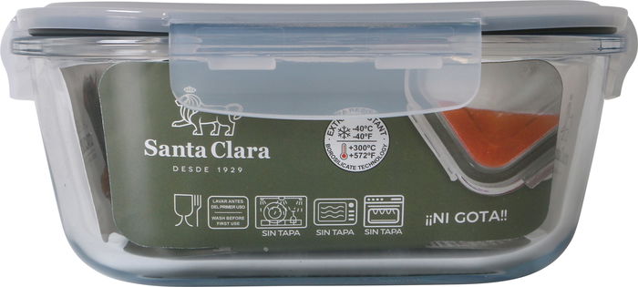 Santa Clara Fiambrera Rectangular con Tapa Hermética 21 cm x 25.5 cm (4 Unidades)
