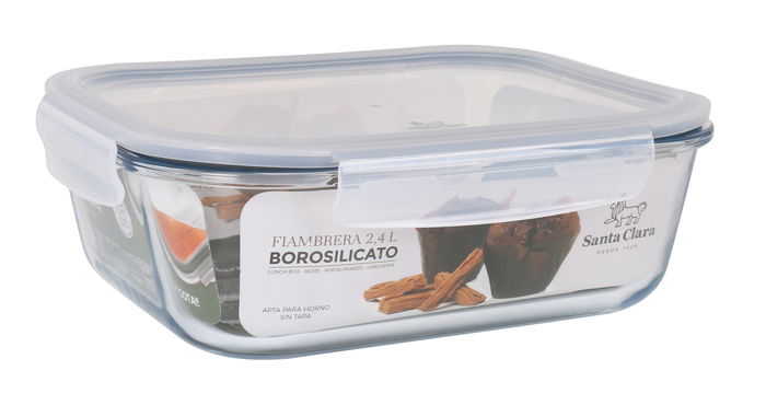 Santa Clara Fiambrera Rectangular con Tapa Hermética 21 cm x 25.5 cm (4 Unidades)