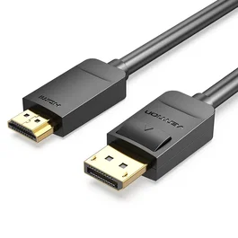 Vention HADBG Cable Adaptador DisplayPort Macho a HDMI Macho 1.5m (8K 32.4 Gbps, 4K@144Hz, 1080P@60Hz, Chapado en Oro, Negro)