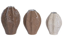 DKD Home Decor Set de 3 Jarrones de Metal Diseño Calabaza 25x25x35 cm