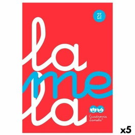 Lamela Set de 5 Cuadernos Espiral Folio 80H 90gr Cuadro Vía 3mm Tapa PP Rojo