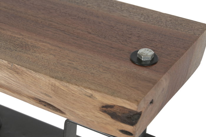 DKD Home Decor Lampara Techo Vintage Marron Negro Hierro Acacia 16 x 26 x 116 cm