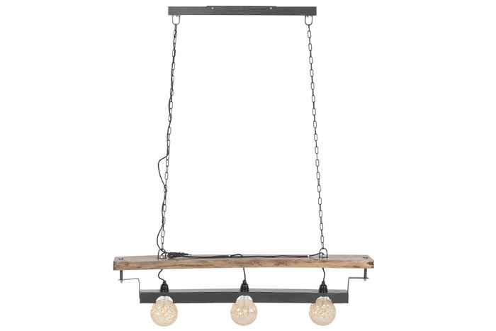 DKD Home Decor Lampara Techo Vintage Marron Negro Hierro Acacia 16 x 26 x 116 cm