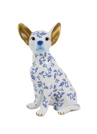 DKD Home Decor Figura de Resina Chihuahua Dorado Azul
