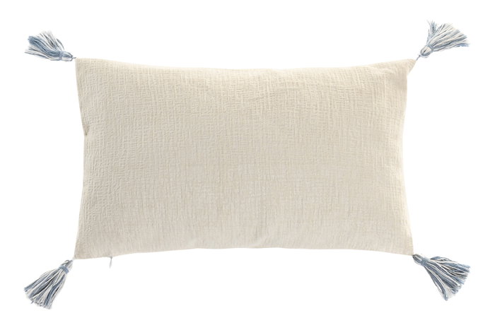 DKD Home Decor Cojín de Poliéster con Aplicaciones Blanco 50x30