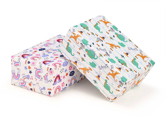 Arte Regal Rollo Papel Regalo 70x200 cm Estampado Nubes y Dinosaurio (Set de 50)