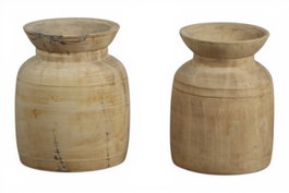 DKD Home Decor Jarrón de Madera Nepal Surtido Natural