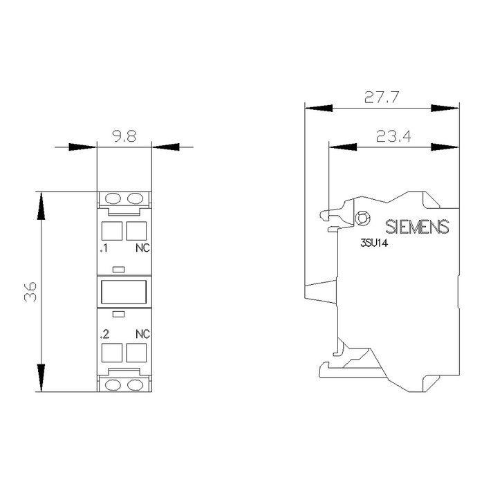 Siemens 3SU14001AA103CA0 Módulo de contacto con 1 elemento de conmutación 1Ö