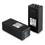 Lindy 42707 Extensor Audio/Video AV Transmisor Receptor por Fibra Óptica, Negro, 200 m, LC a LC, Alimentación 5V DC