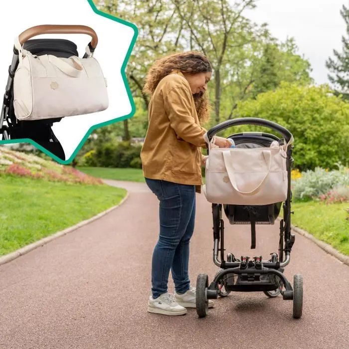 Badabulle BAD3661276189690 Bolso Cambiador Pocketstyle con Cambiador, Funda Aislante, Funda y Accesorios para Cochecito Incluidos, Color Crema