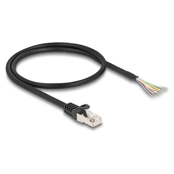 DeLOCK Cable RJ50 macho a extremos abiertos S/FTP 0,5 m negro DeLOCK Cable RJ50 macho a extremos abiertos S/FTP 0,5 m negro