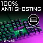 THE G-LAB Teclado Mecánico para Juegos KEYZ-CARBON, Interruptor Azul, Retroiluminado, Reposamuñecas, FR