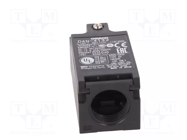 OMRON D4N-4132 Interruptor de fin de carrera con roldana de plástico de Ø9,5mm