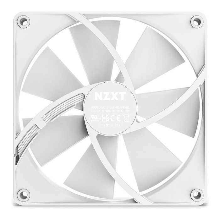 NZXT F-Serie F140P RF-P14SF-W1 Ventilador para PC 140mm Blanco, 500-1500 RPM, 4 Pines