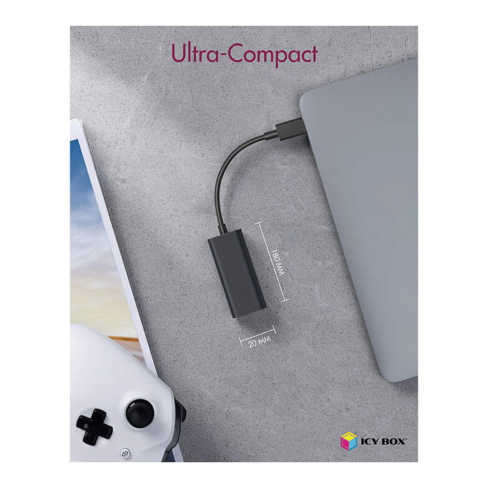 ICY BOX IB-AC501a Adaptador USB 3.2 Gen1 a Gigabit Ethernet Negro ICY BOX IB-AC501a Adaptador USB 3.2 Gen1 a Gigabit Ethernet Negro