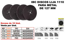 IBC FINSTOCK 5 Discos de Lija 127mm para Metal Grueso