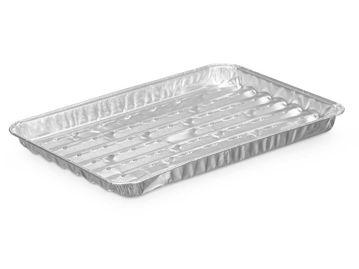 Kinvara Set 4 Bandejas Aluminio Rectangular Grill Calada 34 x 23 cm Plata (Set de 24)