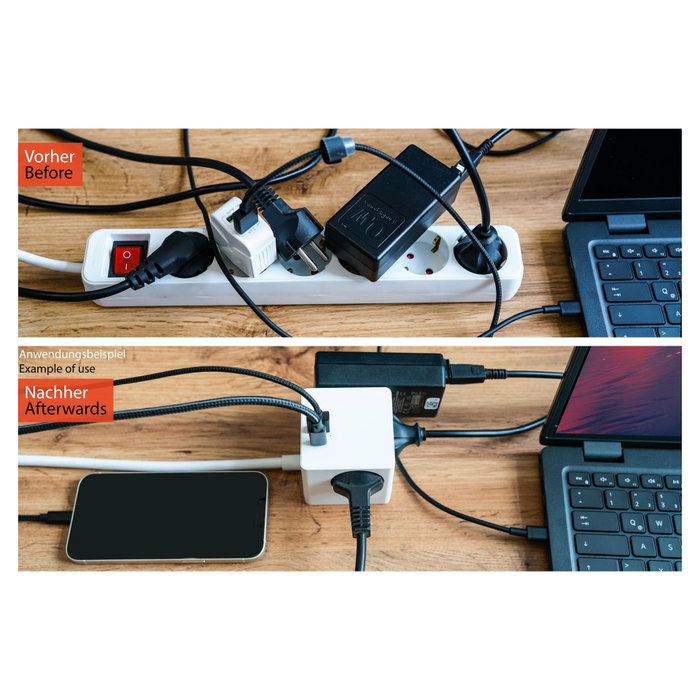 Kabelmeister Cubo de enchufes 3-fach USB-C USB-A, blanco, 2m Kabelmeister Cubo de enchufes 3-fach USB-C USB-A, blanco, 2m