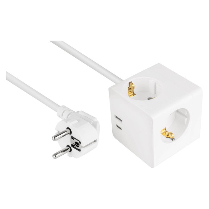 Kabelmeister Cubo de enchufes 3-fach USB-C USB-A, blanco, 2m Kabelmeister Cubo de enchufes 3-fach USB-C USB-A, blanco, 2m