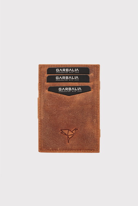 Zoozie Bags Tarjetero de Piel Auténtica para Mujer y Hombre, Capacidad hasta 6 Tarjetas, Bloqueo RFID, Color Tostado