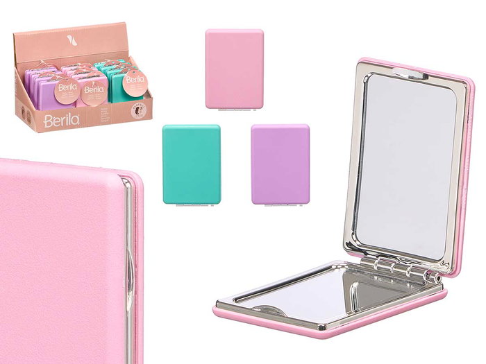 BERILO Espejo Plegable Rectangular Surtido 3 Colores (24 unidades) de Morado, Rosa y Verde BERILO Espejo Plegable Rectangular Surtido 3 Colores (24 unidades) de Morado, Rosa y Verde