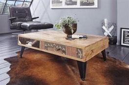 DKD Home Decor Mesa de Centro de Mango y Metal Marrón