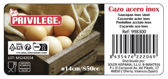 Privilege Cazo 14cm Acero Inox