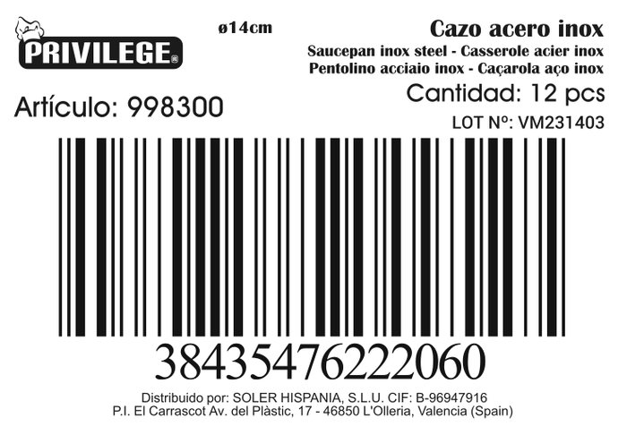 Privilege Cazo 14cm Acero Inox