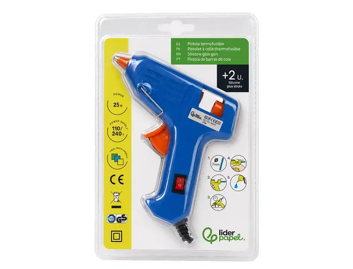 Liderpapel Pistola de Silicona Caliente Mini 25W con Gatillo Dispensador y 2 Barras de Repuesto 7mm