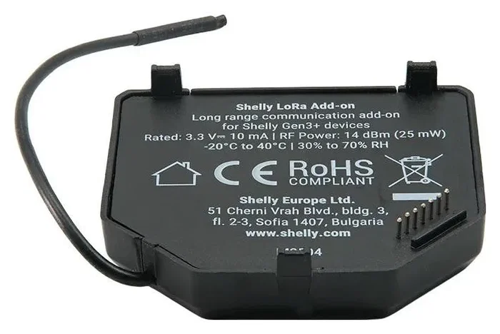 Shelly LoRa Add-on - Relé EU868 para gen.3/4 Shelly LoRa Add-on - Relé EU868 para gen.3/4