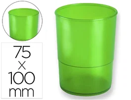Q-connect Cubilete portalapices verde translucido plastico diametro 75 mm alto 100 mm