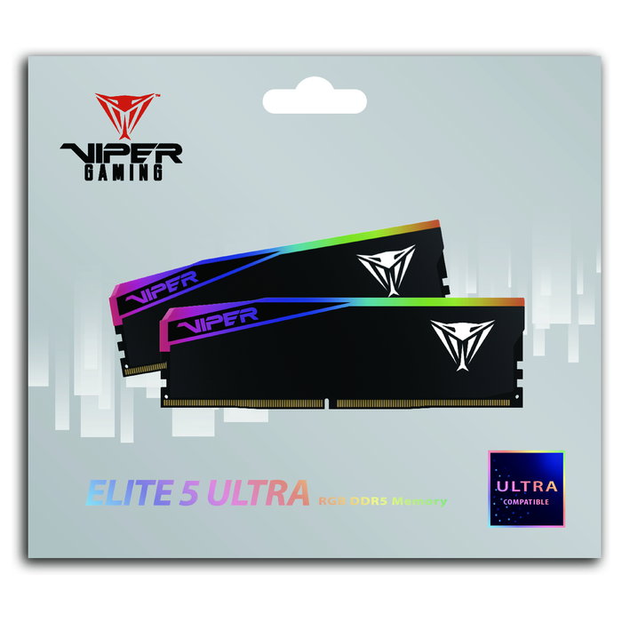 Patriot Viper Elite 5 Ultra RGB VEUR532G6028K - Kit Memoria RAM 32GB (2x16GB) DDR5 6000MT/s CL28 - XMP 3.0 & AMD EXPO