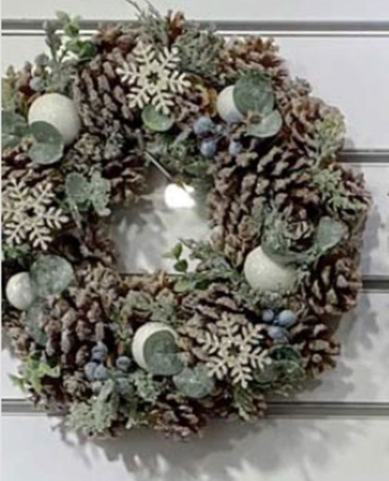 DKD Home Decor Bola Decoración Navidad Alpina Wreath 02 Nevado Marrón Verde 14 x 14 x 14 cm (4 Unidades)
