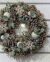DKD Home Decor Bola Decoración Navidad Alpina Wreath 02 Nevado Marrón Verde 14 x 14 x 14 cm (4 Unidades)