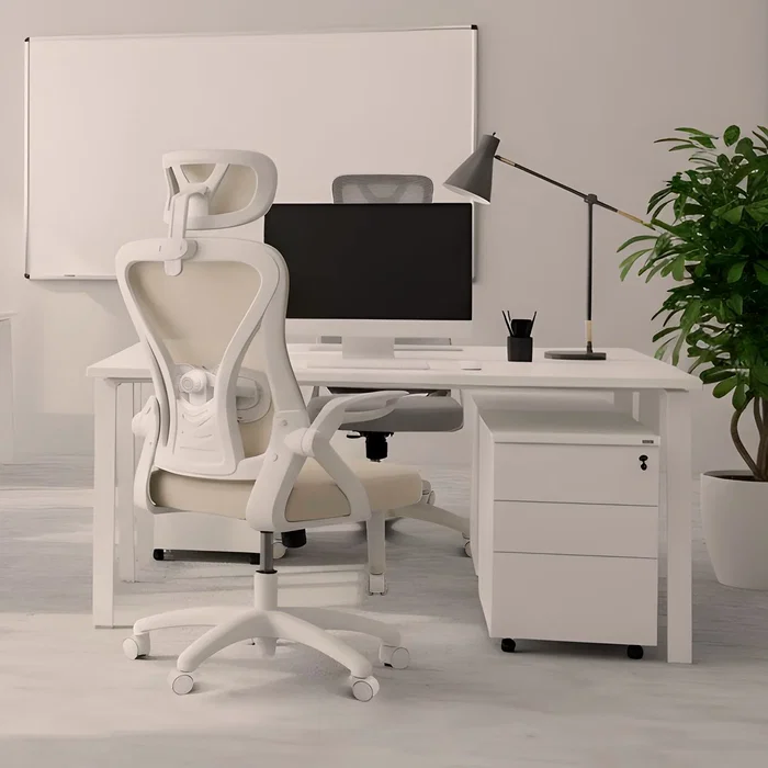 Drift DRAIR35 Silla Gaming Ergonómica con Respaldo de Malla, Reclinable 90-120°, Reposabrazos, Blanco y Beige, para Videojuegos y Oficina, Soporta 120 kg