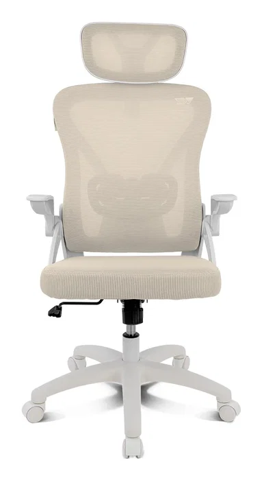 Drift DRAIR35 Silla Gaming Ergonómica con Respaldo de Malla, Reclinable 90-120°, Reposabrazos, Blanco y Beige, para Videojuegos y Oficina, Soporta 120 kg