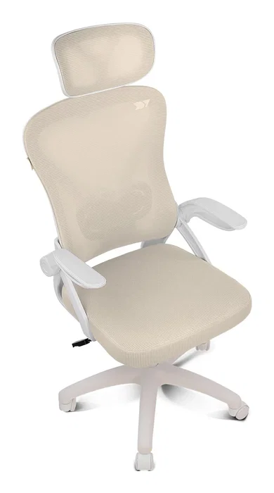 Drift DRAIR35 Silla Gaming Ergonómica con Respaldo de Malla, Reclinable 90-120°, Reposabrazos, Blanco y Beige, para Videojuegos y Oficina, Soporta 120 kg