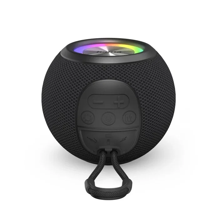 Hama 00188237 Altavoz Bluetooth Portátil, 5W, Negro, con TWS, Carga USB-C, 10h Autonomía, Manos Libres, Conexión AUX/USB/microSD, Diseño Esférico con Asa