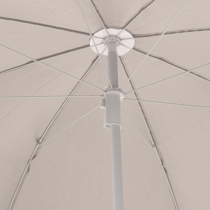 Outfit Sombrilla de Playa Gris Claro, Diámetro 180 cm, Protección UV 50, Poliéster 190T, Tubo de Metal Estable