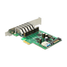 DeLOCK 89377 Tarjeta PCI Express Interna con 7 Puertos USB 3.2 Gen 1 y 1 Puerto SATA, Velocidad 5 Gbit/s, para Windows y Linux