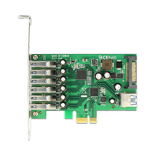 DeLOCK 89377 Tarjeta PCI Express Interna con 7 Puertos USB 3.2 Gen 1 y 1 Puerto SATA, Velocidad 5 Gbit/s, para Windows y Linux DeLOCK 89377 Tarjeta PCI Express Interna con 7 Puertos USB 3.2 Gen 1 y 1 Puerto SATA, Velocidad 5 Gbit/s, para Windows y Linux