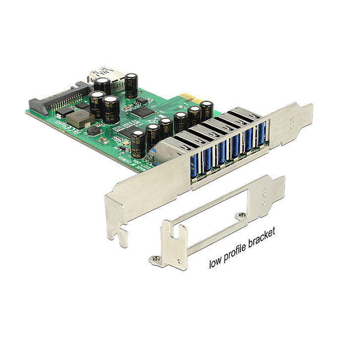 DeLOCK 89377 Tarjeta PCI Express Interna con 7 Puertos USB 3.2 Gen 1 y 1 Puerto SATA, Velocidad 5 Gbit/s, para Windows y Linux DeLOCK 89377 Tarjeta PCI Express Interna con 7 Puertos USB 3.2 Gen 1 y 1 Puerto SATA, Velocidad 5 Gbit/s, para Windows y Linux