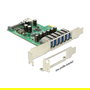 DeLOCK 89377 Tarjeta PCI Express Interna con 7 Puertos USB 3.2 Gen 1 y 1 Puerto SATA, Velocidad 5 Gbit/s, para Windows y Linux