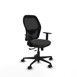 PIQUERAS Y CRESPO Silla de oficina Jorquera con mecanismo Sincro/Traslack, Tela Negra