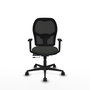 Silla de oficina Jorquera con mecanismo Sincro/Traslack tapizada con Tela color Negro. Equipada con lumbar 1D, Brazos 1D y Ruedas 65mm nailon