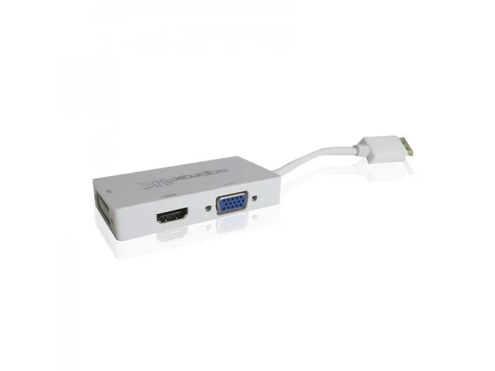 Approx appC37 - Adaptador DisplayPort a VGA + HDMI + DVI 3 en 1, Blanco, Resolución 4K 4096x2160@30Hz, para MacBook Pro/Air, Monitores, Proyectores